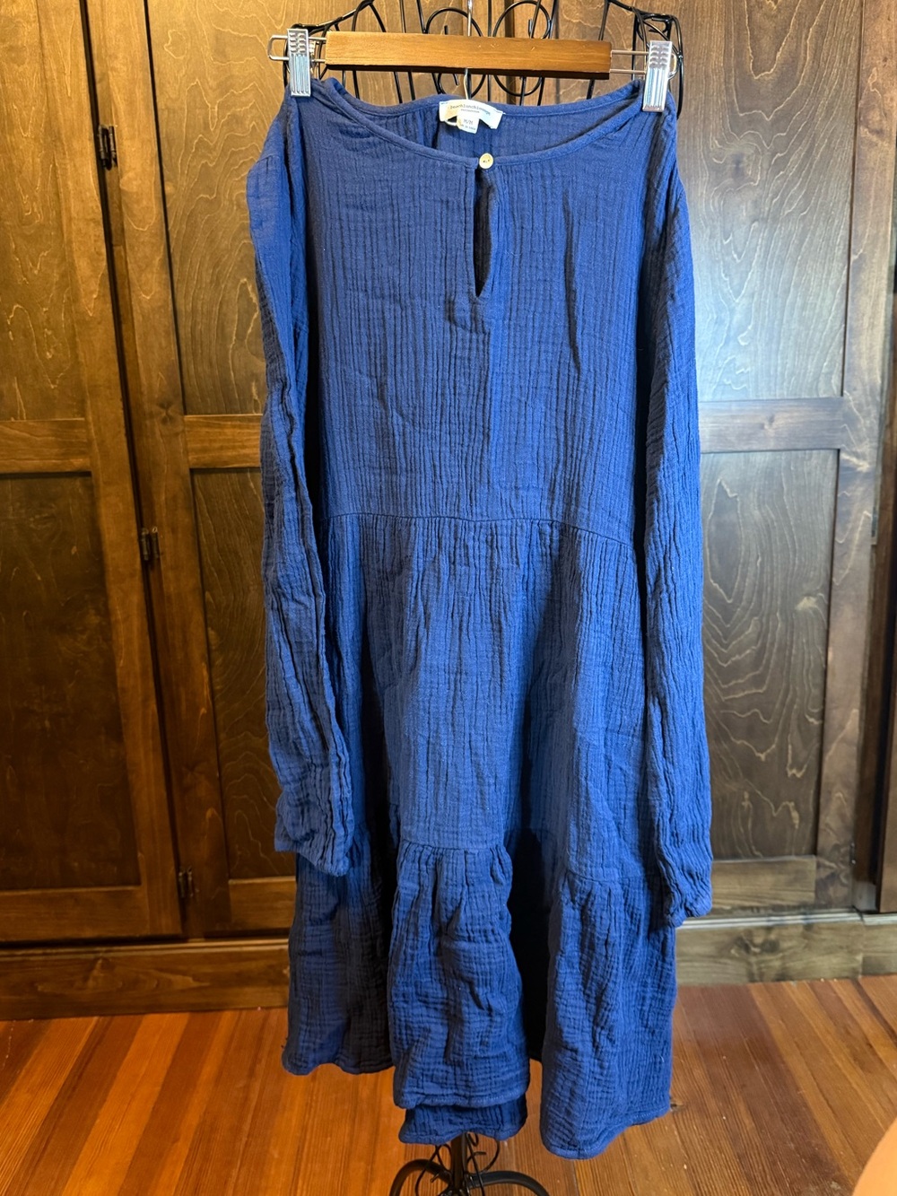 beachlunchlounge Navy Textured Button-Front Top